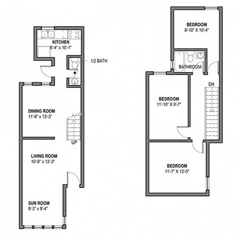 a floor plan of a small house with a bedroom and a living room